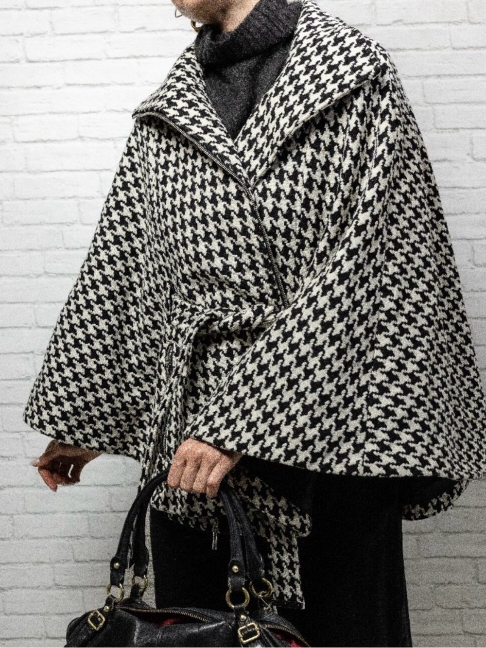 Calvin Klein Houndstooth Cape Jacket